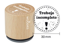 Woodies Sello de madera y caucho Trabajo incompleto 33x30mm