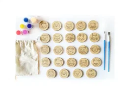 Wondee Kit para Colorear Figuras de Madera Sostenible con 12 Colores Vibrantes, Pinceles y Figuras Originales para Niños