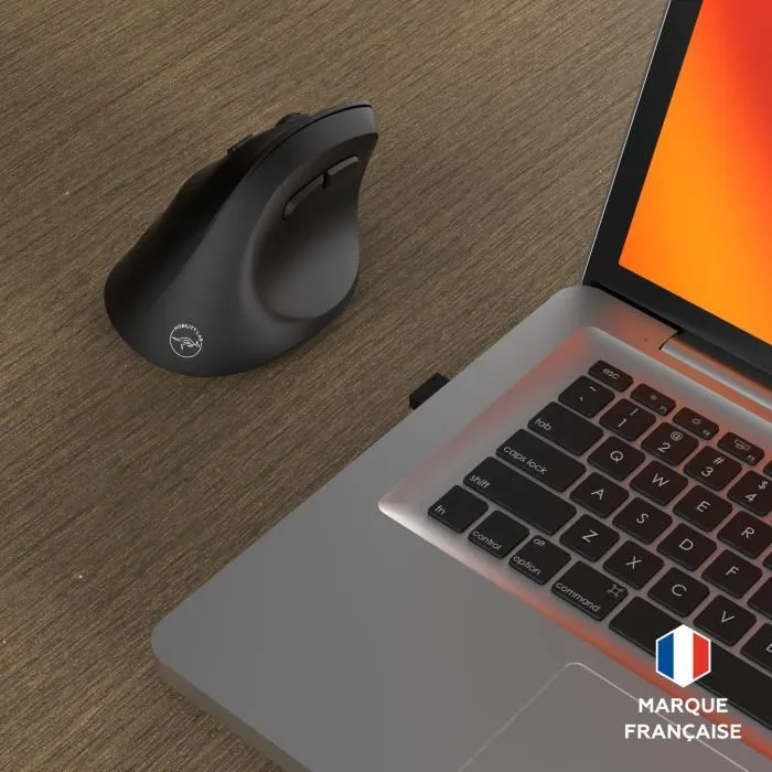 Mobility Lab M30W-L Ratón Inalámbrico Ergonómico Para Zurdos, 2x Bluetooth + Receptor USB 2.4GHz, Negro