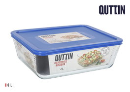 Inde Fuente Hond Rectangular 27x22x9 cm - 4 Litros con Tapa Modelo Quttin para Hornear y Servir (3 Unidades)