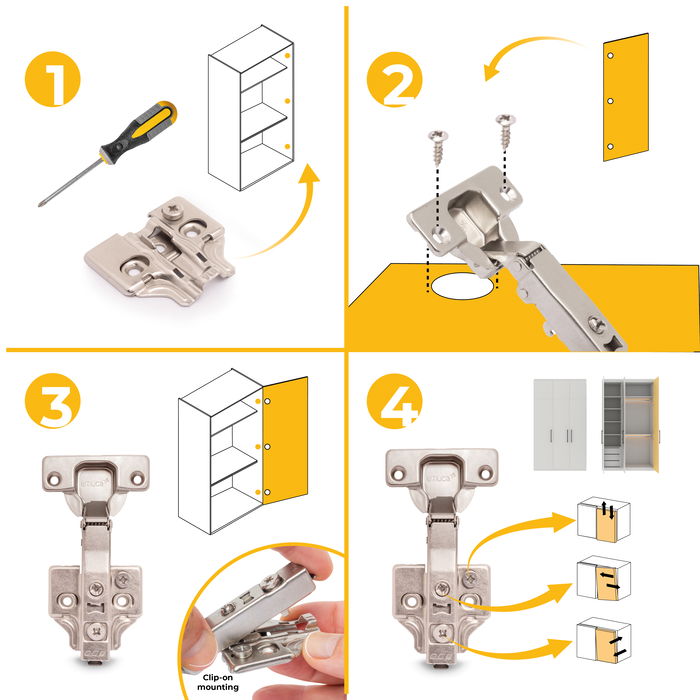 Emuca Lote de 20 bisagras rectas X92 con cierre suave y suplementos para atornillar, Acero, Níquel satinado Emuca Lote de 20 bisagras rectas X92 con cierre suave y suplementos para atornillar, Acero, Níquel satinado