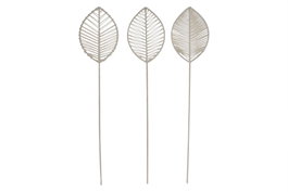 DKD Home Decor Decoración de Hojas de Algodón y Metal Blanco Surtido de 6 Piezas