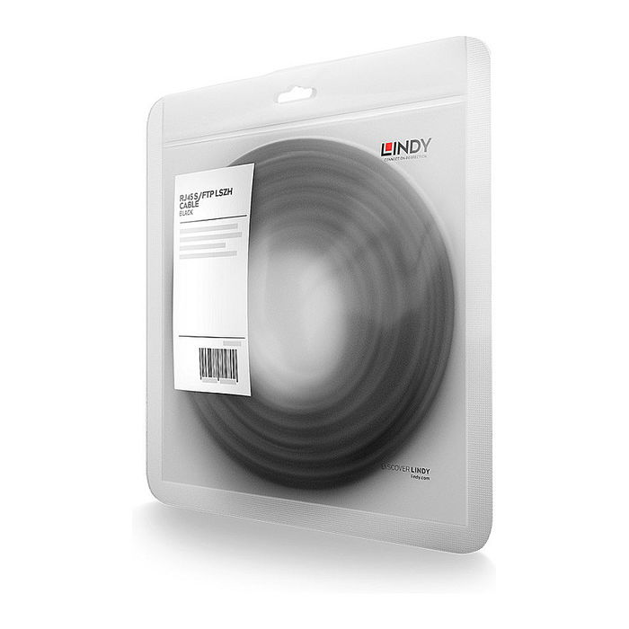 LINDY 42582 Patchkabel Cat6A S/FTP 30m LSZH, RJ45 Stecker, RoHS-konform, schwarz - LAN-Kabel, Gigabit-Ethernet