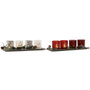 DKD Home Decor Set de 5 Portavelas LED de Cristal Rojo y Blanco