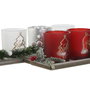 DKD Home Decor Set de 5 Portavelas LED de Cristal Rojo y Blanco