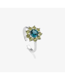 Radiant Anillo Silver Piedra Azul ROSETONES Tamaño 52