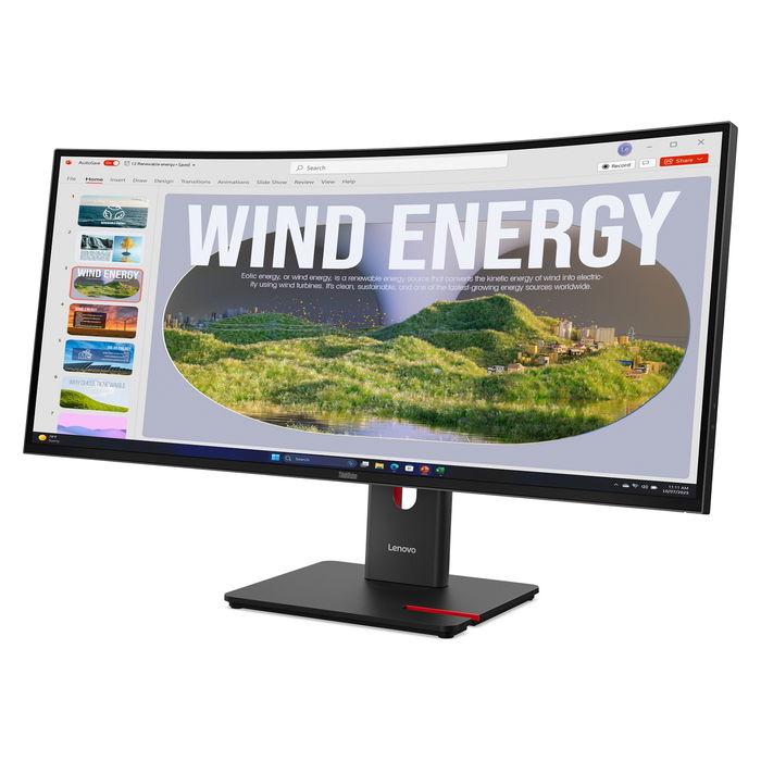 Lenovo Monitor T34WD-40 / 64AEGAT1EU Black de 34 pulgadas, panel curvo, USB-C, 144Hz, 1ms