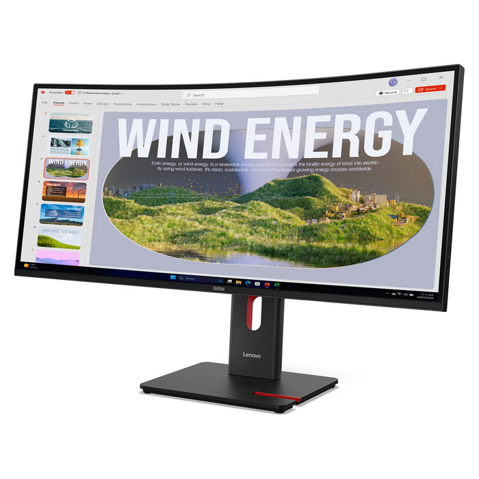 Lenovo Monitor T34WD-40 / 64AEGAT1EU Black de 34 pulgadas, panel curvo, USB-C, 144Hz, 1ms