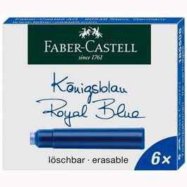 Faber Castell Cartuchos de Tinta Borrable Azul Estuche 6 Ud - Plumas Estándar Made in Germany