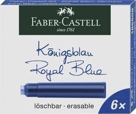 Tinta Estilografica Faber Castell Caja 6 Cartuchos Azul Real