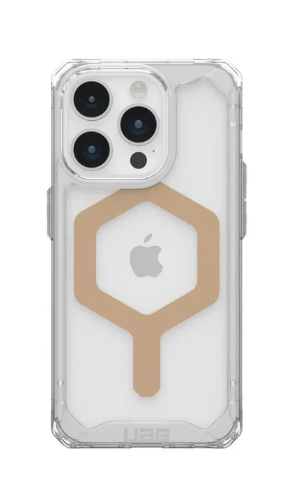Urban Armor Gear 114286114381 Funda Plyo Series para Apple iPhone 15 Pro - 15.5 cm (6.1") - Oro Transparente - Resistente a Impactos y Compatible con MagSafe - PC y TPU