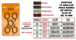 CORTINA 10 ANILLAS+GANCHO HIERRO BARRA 19MM 5x30 06 NEGRO