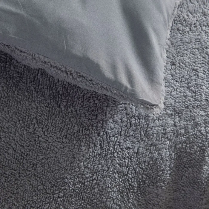 Today - Juego de Cama Hoy Teddy Doble 220 x 240 cm Gris Liso - TOD1741853272095