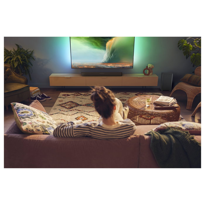 Philips TAB5309/10 Soundbar 2.1 con Subwoofer Inalámbrico, 120W, Dolby Digital/DTS, Bluetooth 5.3, HDMI ARC, Modos Ecualizador, para TV/Cine/Música - Negro