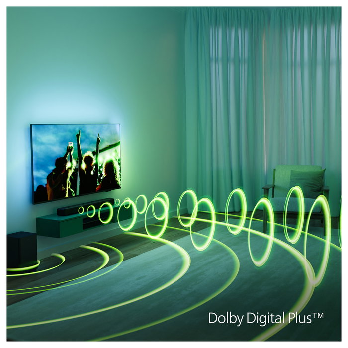 Philips TAB5309/10 Soundbar 2.1 con Subwoofer Inalámbrico, 120W, Dolby Digital/DTS, Bluetooth 5.3, HDMI ARC, Modos Ecualizador, para TV/Cine/Música - Negro