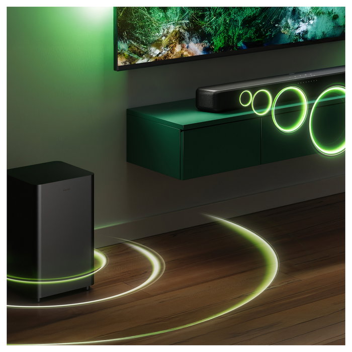 Philips TAB5309/10 Soundbar 2.1 con Subwoofer Inalámbrico, 120W, Dolby Digital/DTS, Bluetooth 5.3, HDMI ARC, Modos Ecualizador, para TV/Cine/Música - Negro