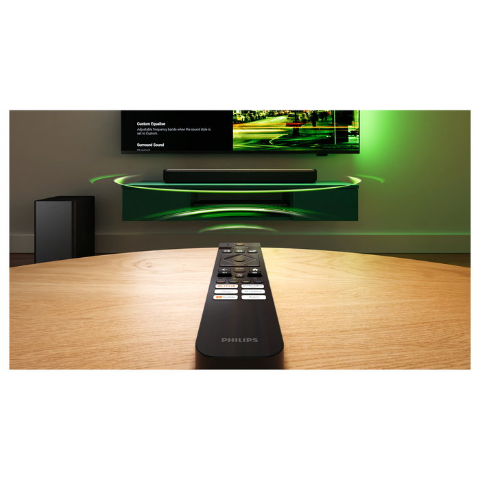 Philips TAB5309/10 Soundbar 2.1 con Subwoofer Inalámbrico, 120W, Dolby Digital/DTS, Bluetooth 5.3, HDMI ARC, Modos Ecualizador, para TV/Cine/Música - Negro