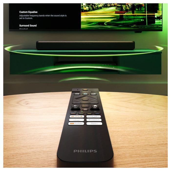 Philips TAB5309/10 Soundbar 2.1 con Subwoofer Inalámbrico, 120W, Dolby Digital/DTS, Bluetooth 5.3, HDMI ARC, Modos Ecualizador, para TV/Cine/Música - Negro