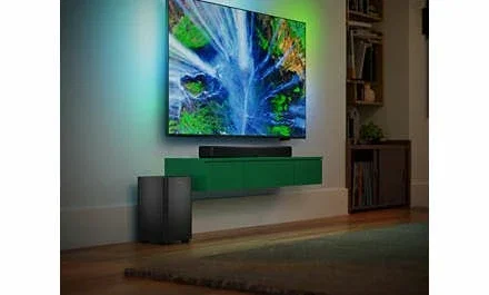 Philips Barra de Sonido TAB5309/10 de 2.1 canales con Subwoofer Inalámbrico, Gris