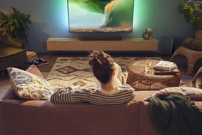 Philips Barra de Sonido TAB5309/10 de 2.1 canales con Subwoofer Inalámbrico, Gris