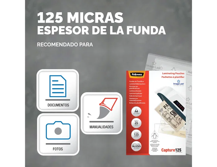 Fellowes ImageLast Fundas de Plastificar A4 125 Micras Brillo