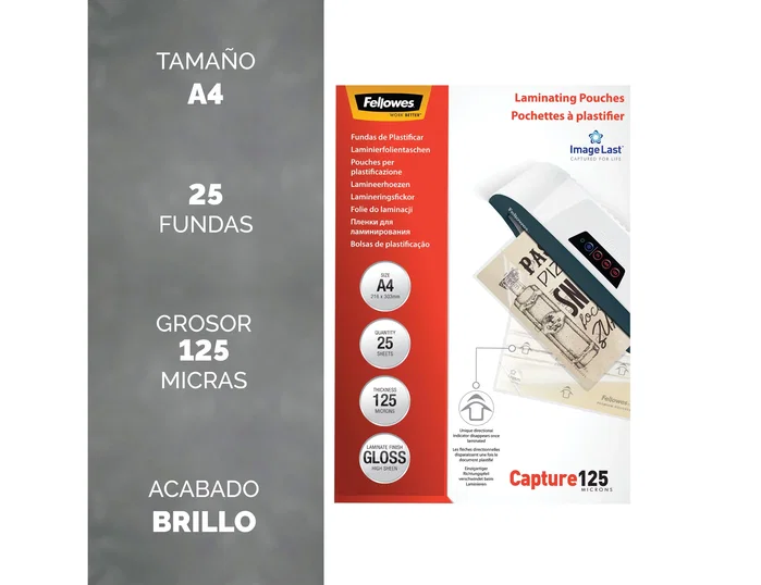 Fellowes ImageLast Fundas de Plastificar A4 125 Micras Brillo