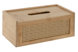 DKD Home Decor Caja de Pañuelos de Bambú y Ratán Natural 25x13x10 cm