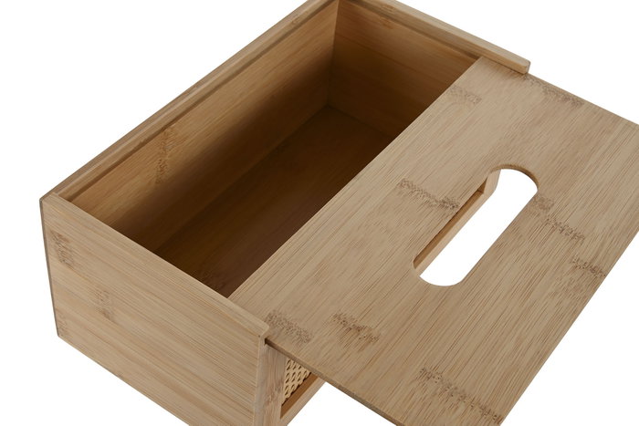 DKD Home Decor Caja de Pañuelos de Bambú y Ratán Natural 25x13x10 cm