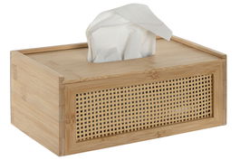 DKD Home Decor Caja Pañuelos Bambu Ratan Natural 13 x 10 x 25 cm