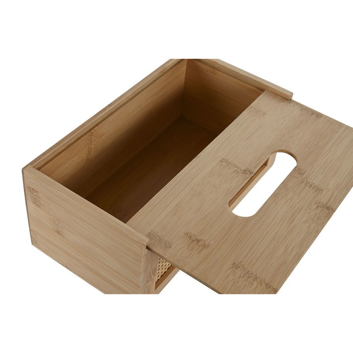 DKD Home Decor Caja de Pañuelos de Bambú y Ratán Natural 25x13x10 cm