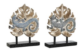 DKD Home Decor Figura de Resina Lagartija Decapé Surtido de 2 Unidades