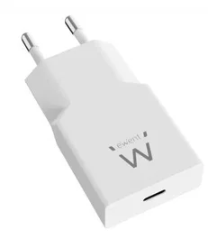Ewent EW1310 Cargador USB-C 20W Rápido con GaN Fast y PPS, Carga Rápida PD para iPhone 17 y Android, Compacto, Blanco