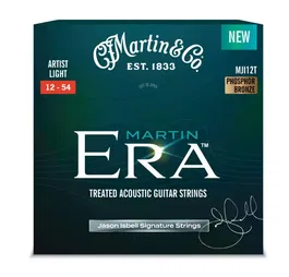 Martin Guitar Strings Acústicas Martin Era Phosphor Bronze 12-54 con Tratamiento Lifespan y Entorchados Rojos Marquis
