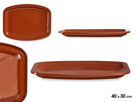 La Dehesa Bandeja Plana Rectangular 40 x 30 cm Barro Refractario Miel (Set de 6)