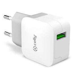 Celly Cargador de Pared USB 2.4A Blanco Carga Rápida para Smartphone y Tablet