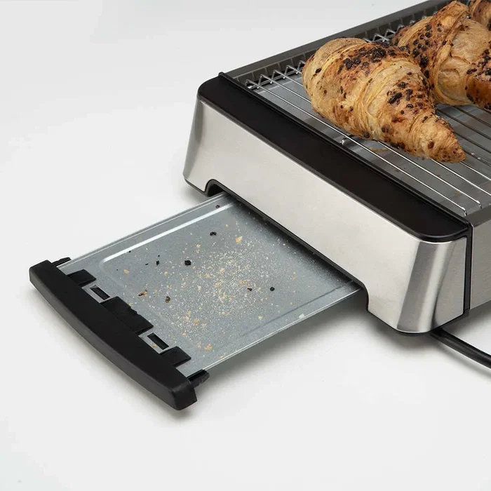 Orbegozo TO 2030 Tostadora Horizontal, 1000W, 6 Niveles de Tueste, Acero Inoxidable, Para Todo Tipo de Pan, Bandeja Recogemigas, Color Plata