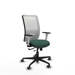 PIQUERAS Y CRESPO Silla de oficina Zulema con mecanismo Sincro/Traslack, Verde botella y Blanco