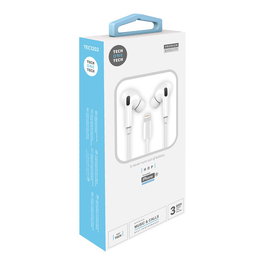 Tech One Tech Auriculares Eartech Hop Blancos Lightning Compatible Apple Sonido Estéreo Micrófono Ergonómicos 1.2m