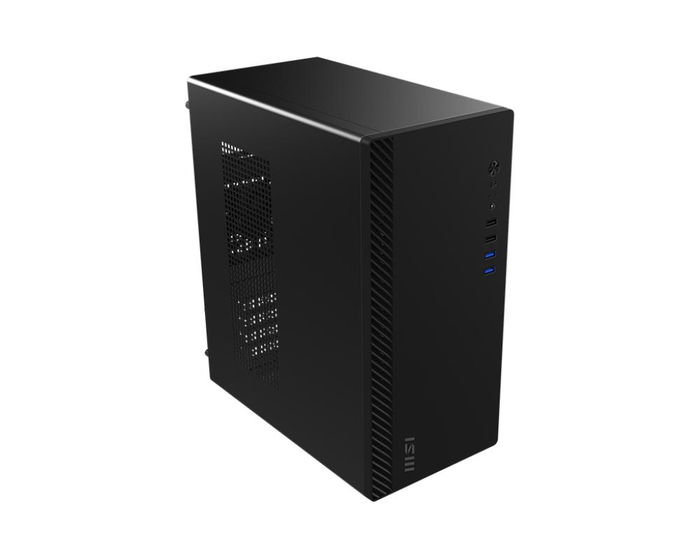 MSI PRO SHIELD M100P Caja de Ordenador Gaming Torre Midi, Negro, Micro-ATX/Mini-ITX, Hasta 275mm GPU, 4 Bahías Almacenamiento, USB 3.2, Sin Fuente