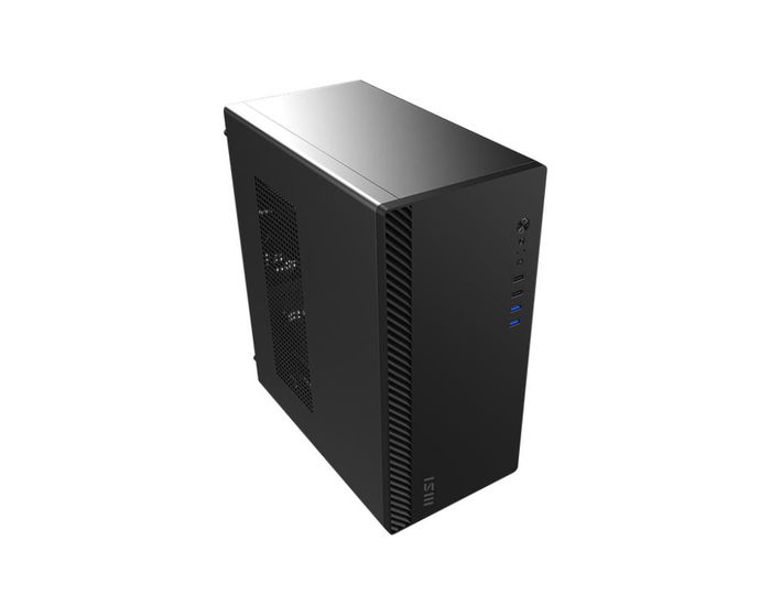 MSI PRO SHIELD M100P Caja de Ordenador Gaming Torre Midi, Negro, Micro-ATX/Mini-ITX, Hasta 275mm GPU, 4 Bahías Almacenamiento, USB 3.2, Sin Fuente