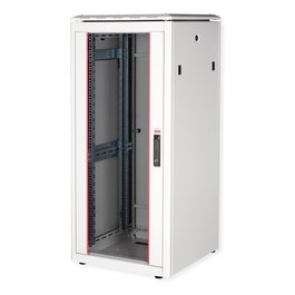 ROLINE 26.21.0052 Rack Independiente 19 Pulgadas 26U, Gris, 600 x 600 mm, Capacidad 600 kg, Acero, Puertas de Vidrio Extraíbles, Incluye Rieles y Patas Ajustables