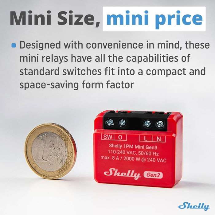 Shelly Módulo switch Mini 1PM Gen3 Wi-Fi BT