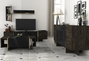 Hanah Home Veyron Set 2 Muebles de Salón de Tablero de Partículas Melamina Negro y Dorado Mesa TV Consola