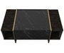 Hanah Home Veyron Set 2 Muebles de Salón de Tablero de Partículas Melamina Negro y Dorado Mesa TV Consola