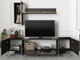 Hanah Home Veyron Set 2 Muebles de Salón de Tablero de Partículas Melamina Negro y Dorado Mesa TV Consola