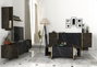 Hanah Home Veyron Set 2 Muebles de Salón de Tablero de Partículas Melamina Negro y Dorado Mesa TV Consola