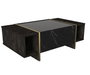Hanah Home Veyron Set 2 Muebles de Salón de Tablero de Partículas Melamina Negro y Dorado Mesa TV Consola