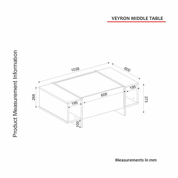Hanah Home Veyron Set 2 Muebles de Salón de Tablero de Partículas Melamina Negro y Dorado Mesa TV Consola