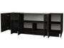 Hanah Home Veyron Set 2 Muebles de Salón de Tablero de Partículas Melamina Negro y Dorado Mesa TV Consola