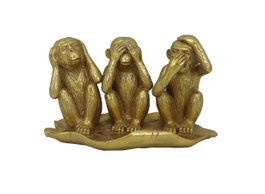 DKD Home Decor Figura de Resina Monos Hoja Dorado